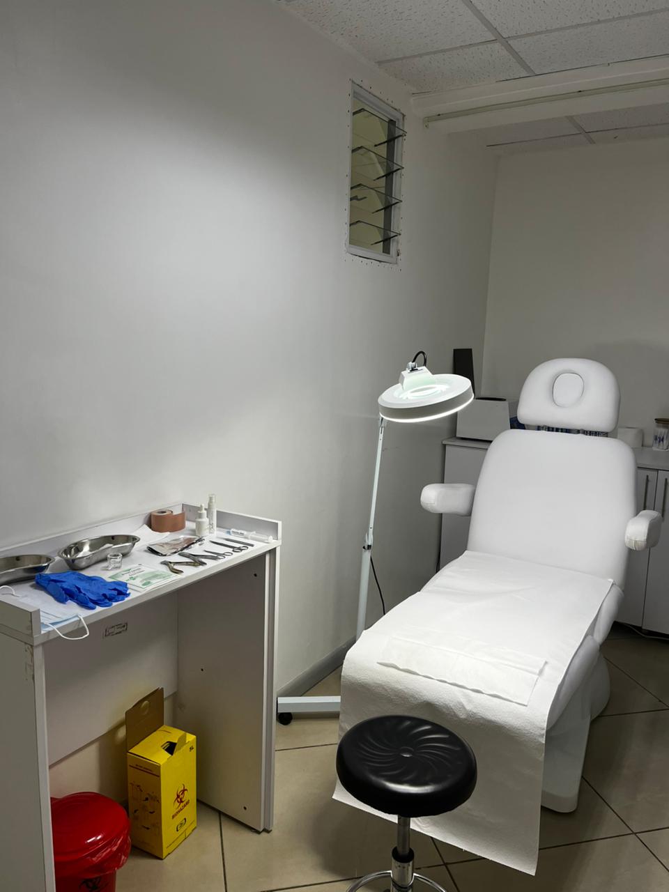 Sterile consultation room and professional podiatric treatment table at Jada Nail Clinic.