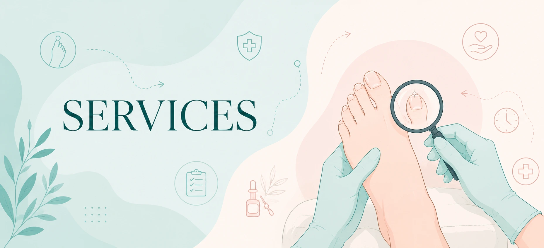 Medical and therapeutic podiatry services banner graphic for Jada Nail Clinic.