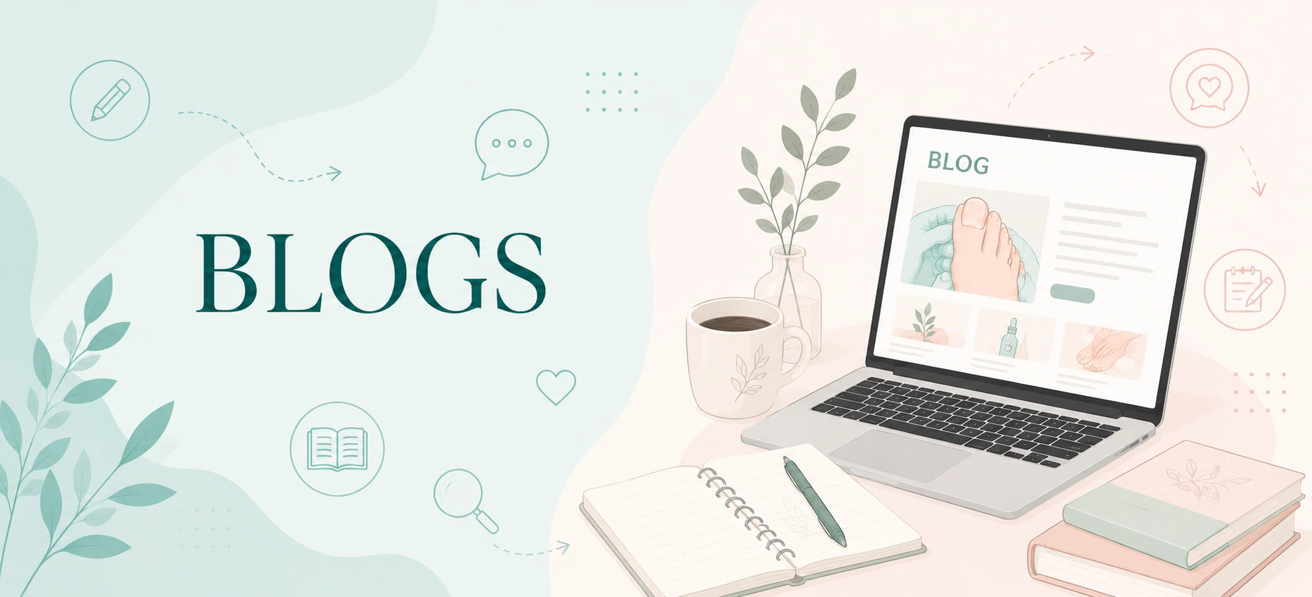 Educational blogs header graphic for Jada Nail Clinic featuring clinical insights and healthy nail tips.
